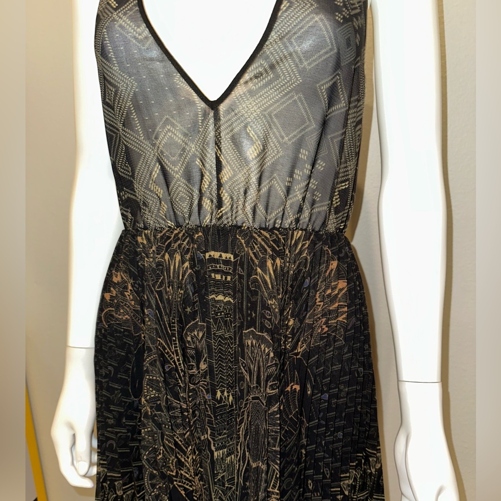 CAMILLA *Cobra King* black pleated double layer 2 pc Egyptian print dress top S - Picture 8 of 14